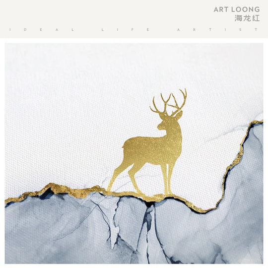 Adelina Abstract Forest Canvas Painting Golden Landscape Poster Print