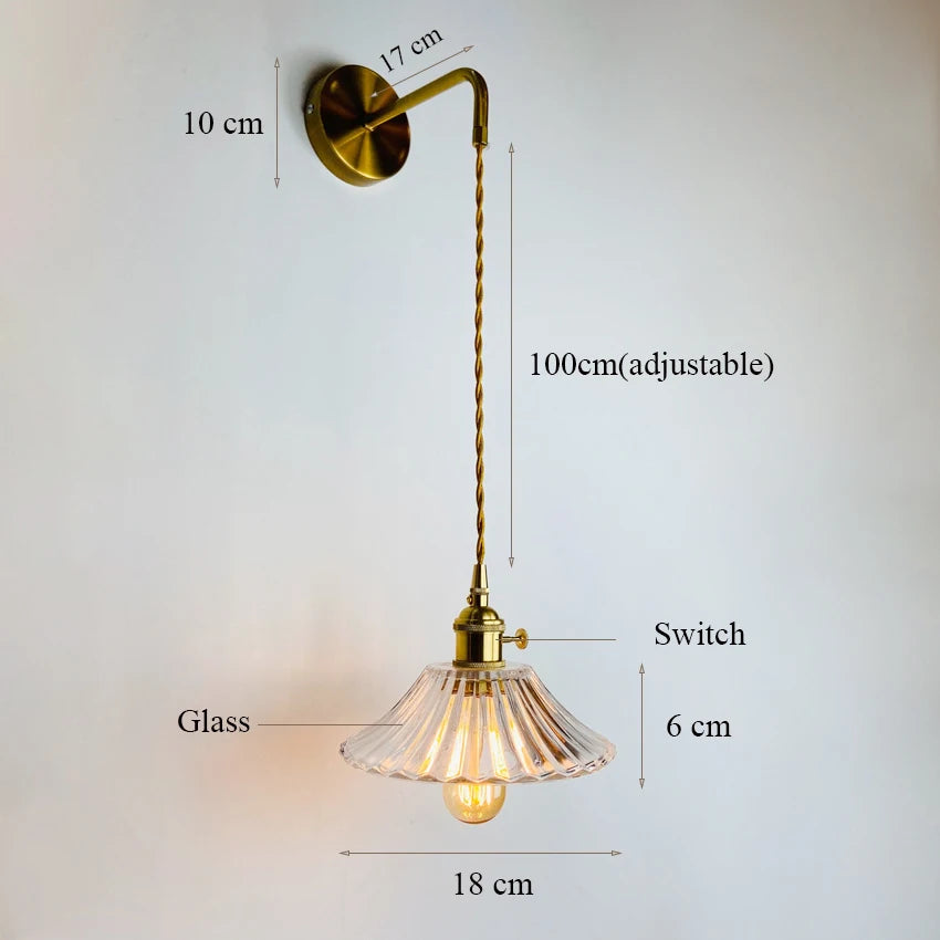 Home Deco Nordic Adjustable Glass Bedside Wall Lamp