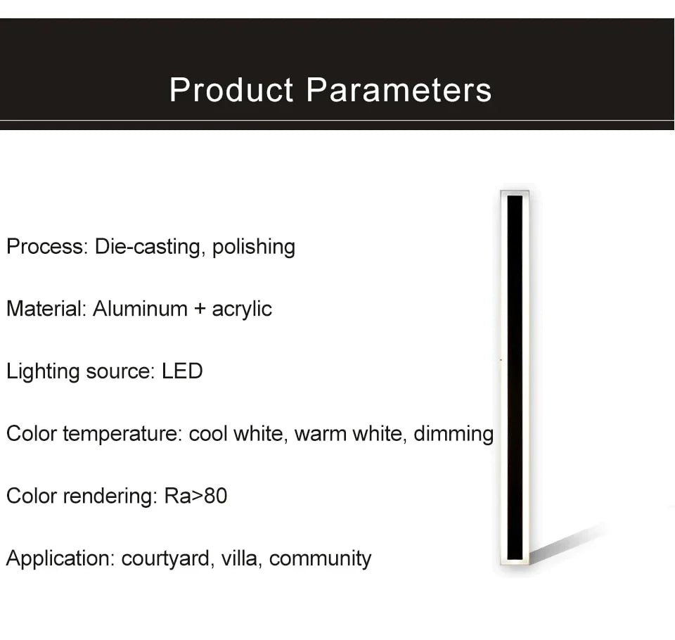 Tall Outdoor Waterproof LED Wall Lamp – Dimmable IP65 Aluminum Sconce