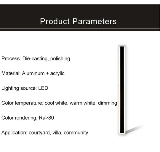 Tall Outdoor Waterproof LED Wall Lamp – Dimmable IP65 Aluminum Sconce