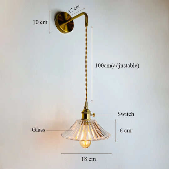 Home Deco Nordic Adjustable Glass Bedside Wall Lamp