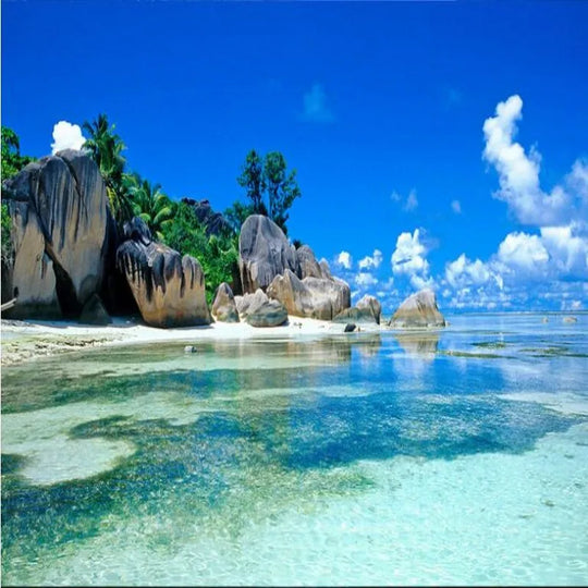 Skyla Custom Large Fresco 3D HD Sea View Rock Beach Landscape Background Wall Painting Wallpaper