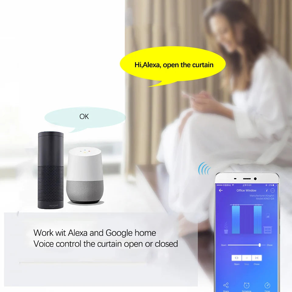 Clara's Connected Comfort: Smart WiFi Curtain Motor with Ewelink App Control