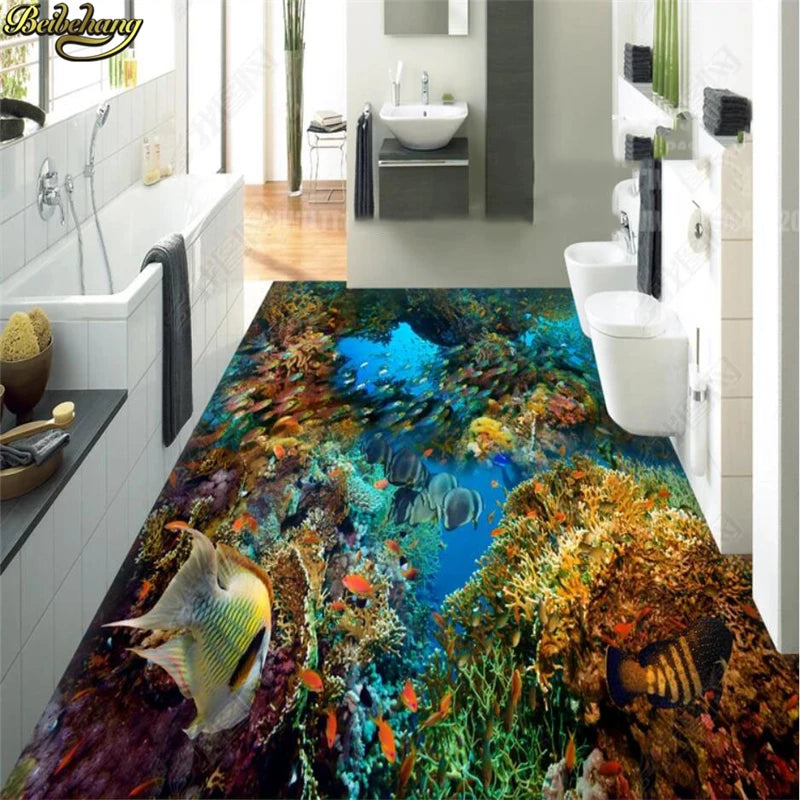 Brynleigh Custom Photo Wallpaper Floor Paint Underwater World 3D Art Flooring Wallpapers