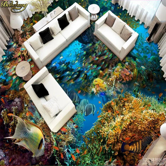 Brynleigh Custom Photo Wallpaper Floor Paint Underwater World 3D Art Flooring Wallpapers