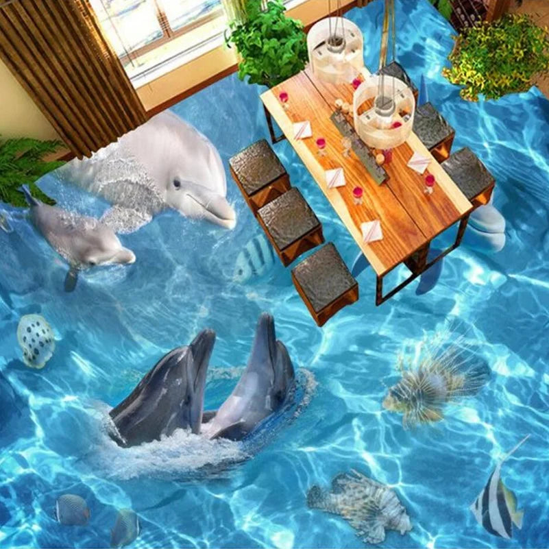 Clover Custom 3D Ocean World Floor Mural Wallpaper