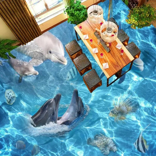 Clover Custom 3D Ocean World Floor Mural Wallpaper