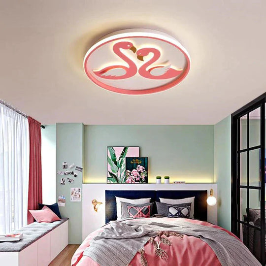 Plafonnier LED créatif pour chambre à coucher avec motif flamant rose