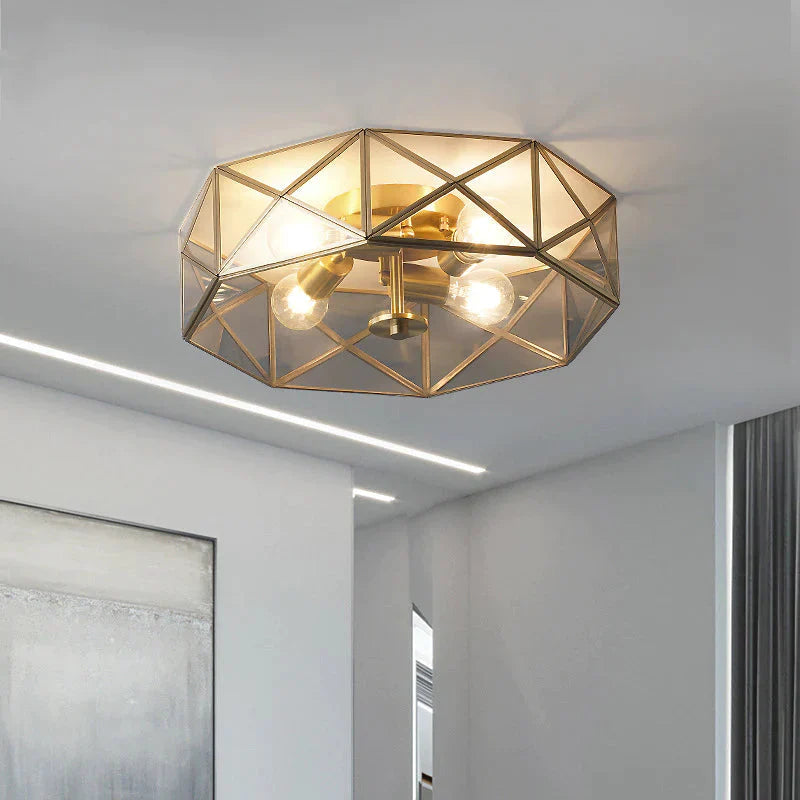 Plafonnier rond en cuivre de style nordique pour salon 