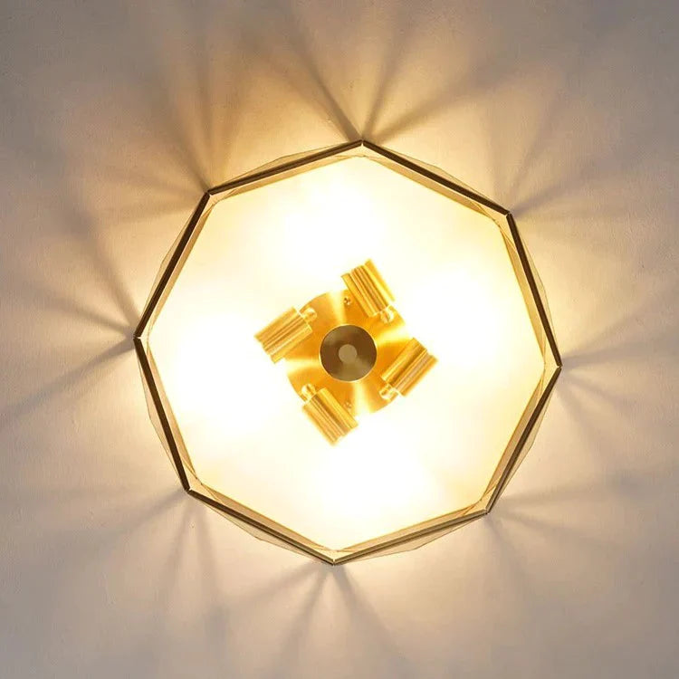 Plafonnier rond en cuivre de style nordique pour salon 