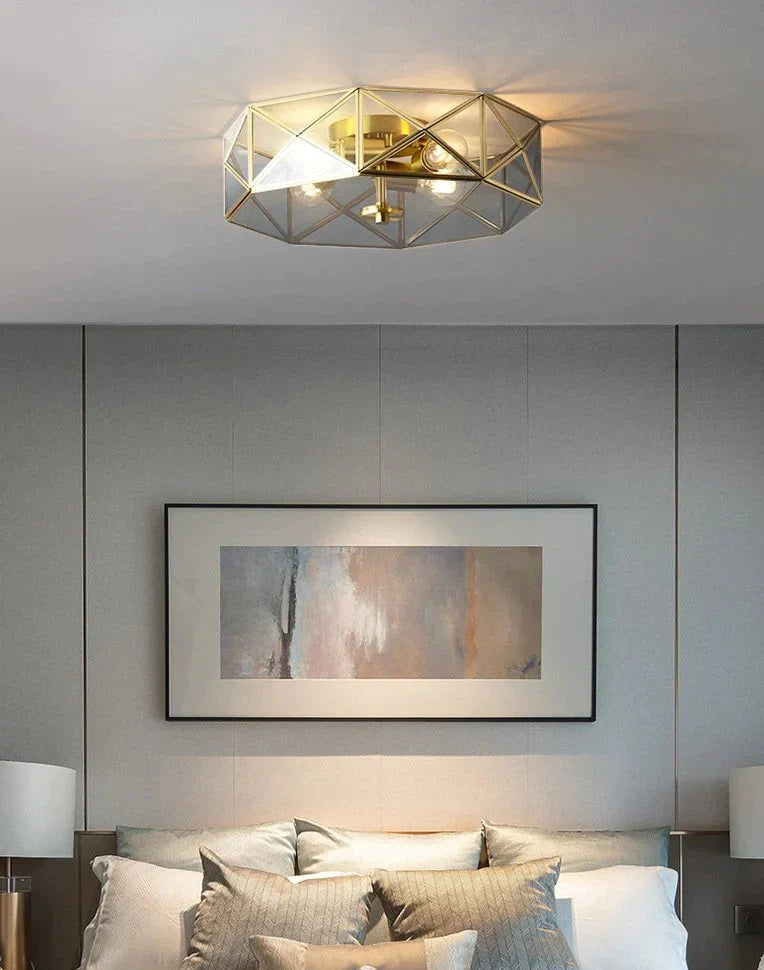 Plafonnier rond en cuivre de style nordique pour salon 