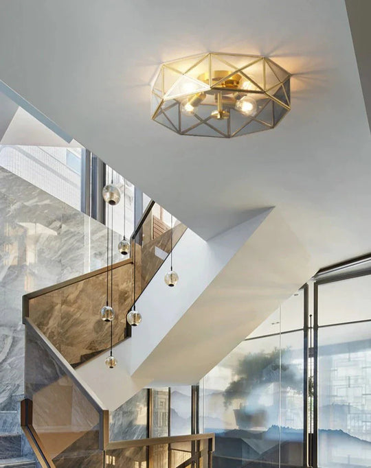 Plafonnier rond en cuivre de style nordique pour salon 