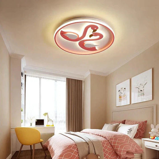 Plafonnier LED créatif pour chambre à coucher avec motif flamant rose