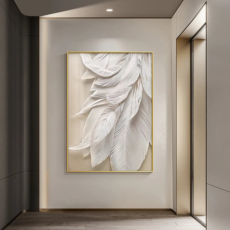 Affiche sur toile moderne avec plumes noires et blanches d'Astrid