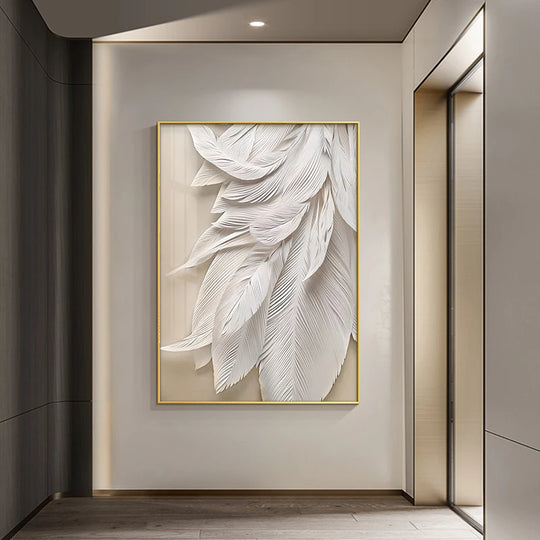 Affiche sur toile moderne avec plumes noires et blanches d'Astrid