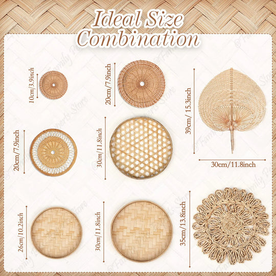 Cadence 8pcs Natural Wall Basket Decor Set