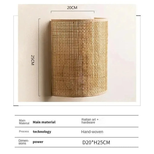 Home Deco Natural Rattan Wall Lamp
