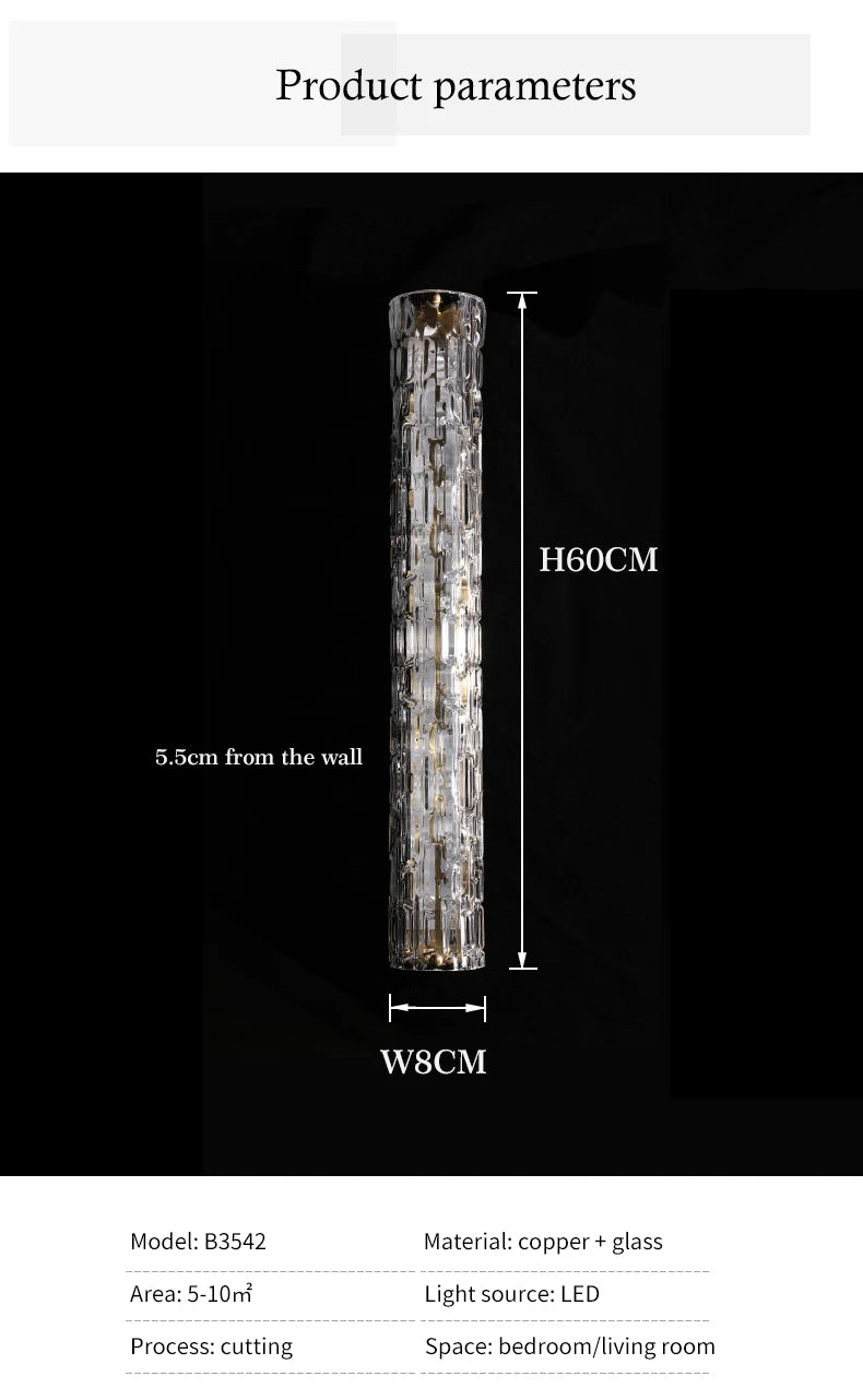 Home Deco Luxury Crystal Copper Wall Lamp