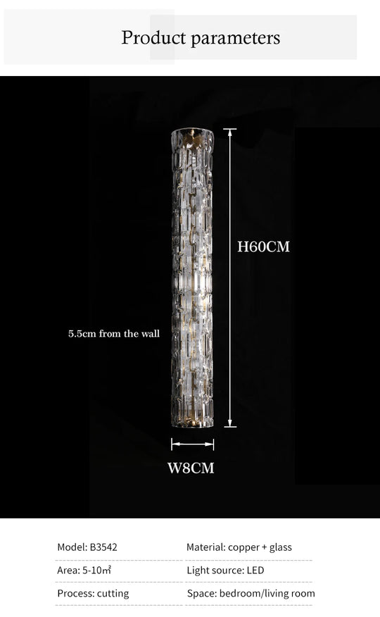 Home Deco Luxury Crystal Copper Wall Lamp