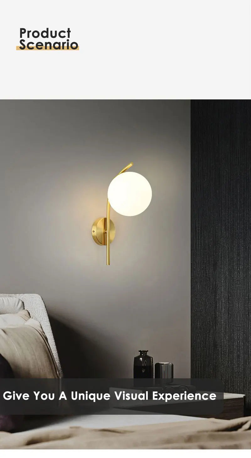 Home Deco Frosted Glass Ball Wall Lamp