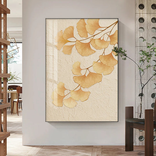 Azalea Green Yellow Ginkgo Leaf Canvas Art Print