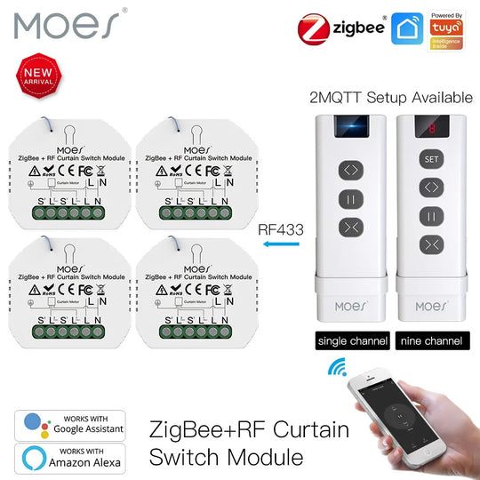 Avery's Moes ZigBee Smart RF433 Curtain Switch Module