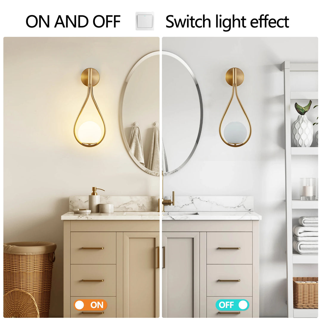 Home Deco Gold Frosted Glass Wall Lamp