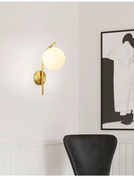 Home Deco Frosted Glass Ball Wall Lamp