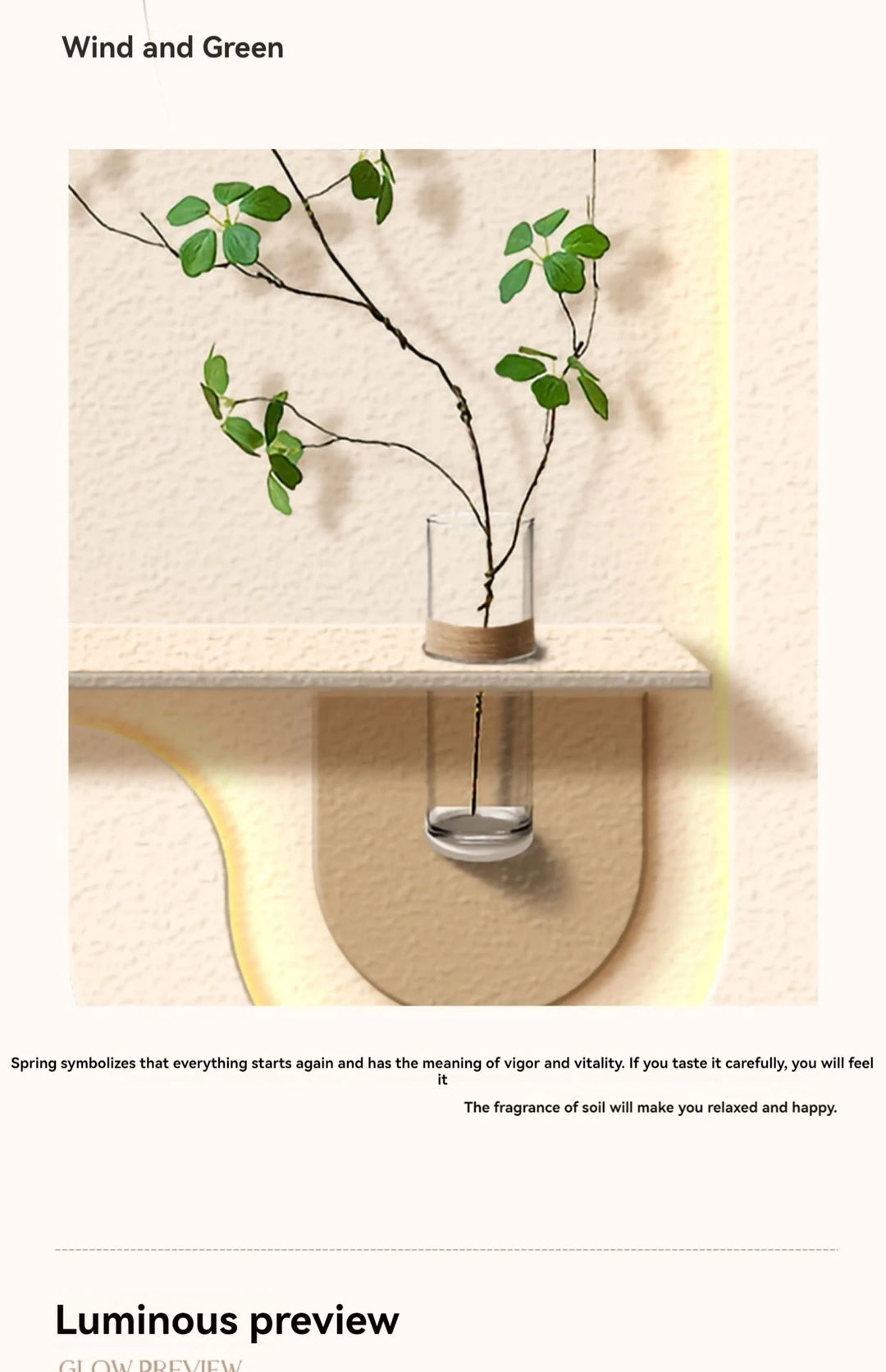 Home Deco Green Plant Wall Light Mural