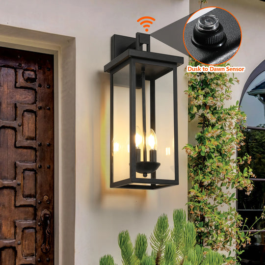 Home Deco 22" Outdoor Wall Lantern with Dusk to Dawn Sensor