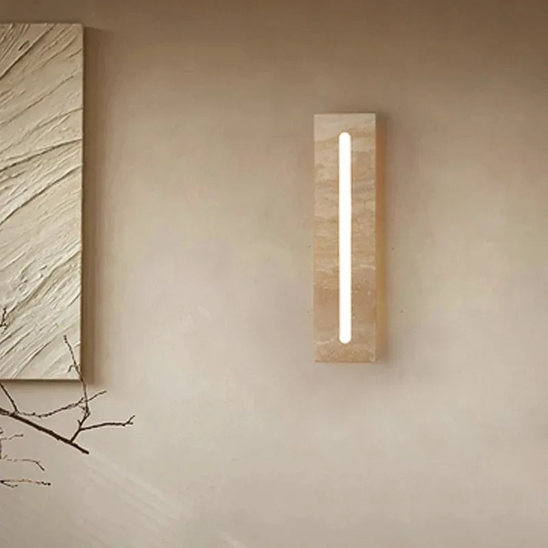 Home Deco Travertine Rectangular Stone Wall Lamp