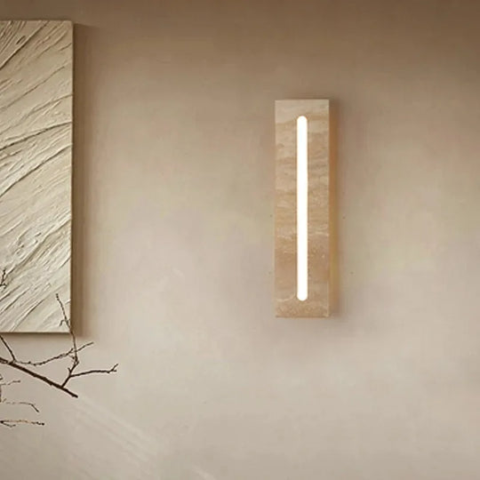 Home Deco Travertine Rectangular Stone Wall Lamp