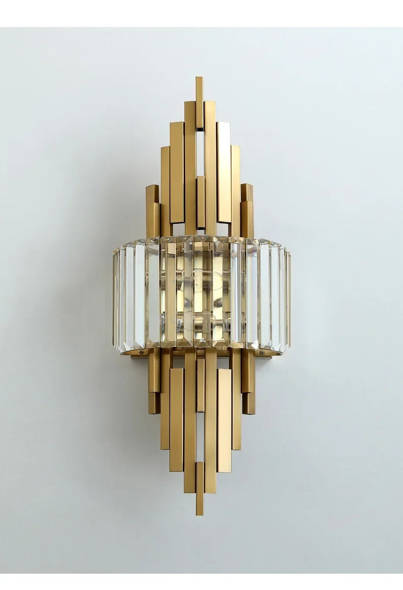 Home Deco Champagne Gold Crystal Wall Lamp