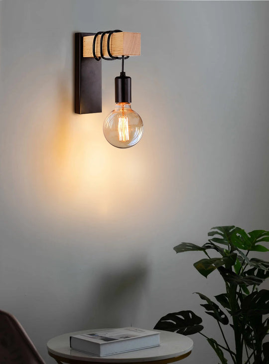 Home Deco Nordic Iron Wood Wall Lamp