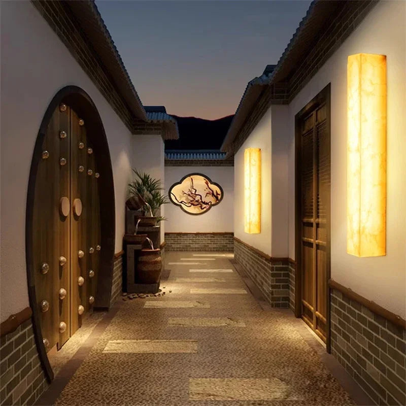 Home Deco Brass Marble Outdoor Wall Lamp