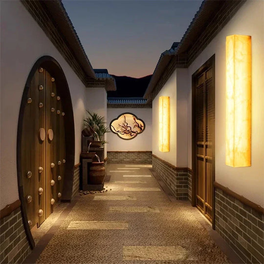 Home Deco Brass Marble Outdoor Wall Lamp