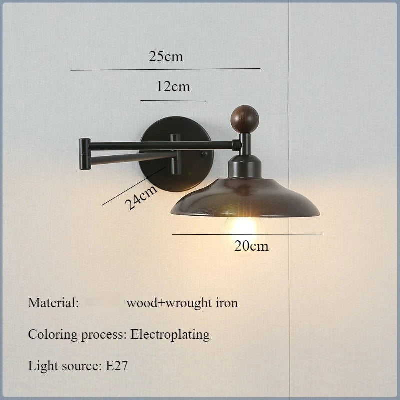 Home Deco Wood Adjustable Telescopic Wall Light