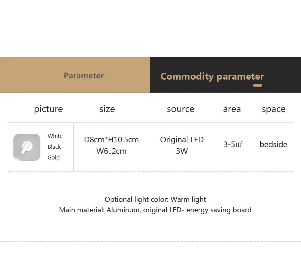 Home Deco Adjustable LED Bedside Wall Lamp