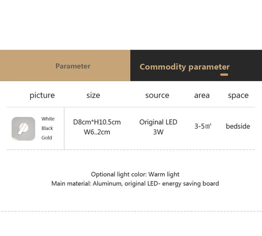 Home Deco Adjustable LED Bedside Wall Lamp