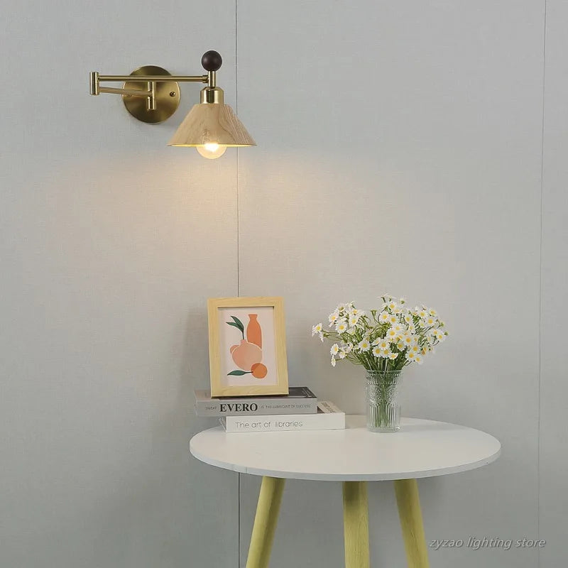 Home Deco Wood Adjustable Telescopic Wall Light