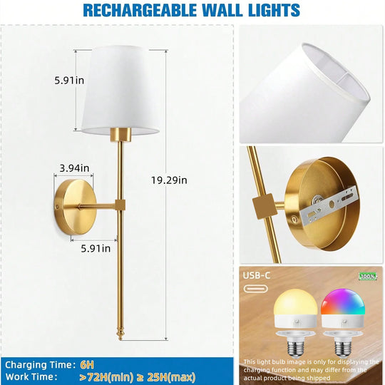 Home Deco Wireless Rechargeable Wall Lamp