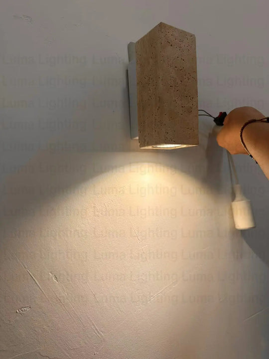 Home Deco Yellow Travertine Stone Wall Lamp