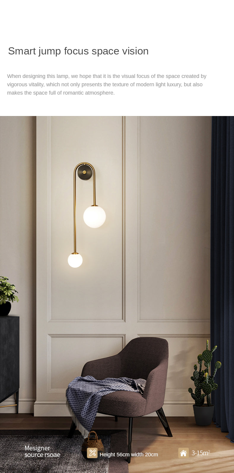 Home Deco Gold Glass Ball Wall Lamp