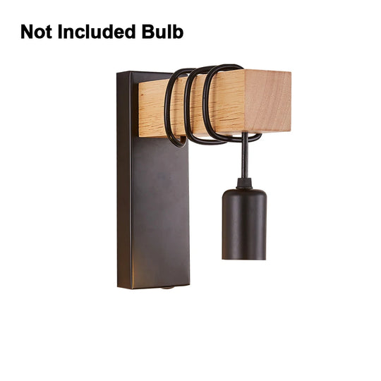 Home Deco Nordic Iron Wood Wall Lamp