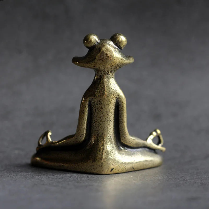 Valentina's Vintage Brass Meditation Zen Buddhist Frog Statue