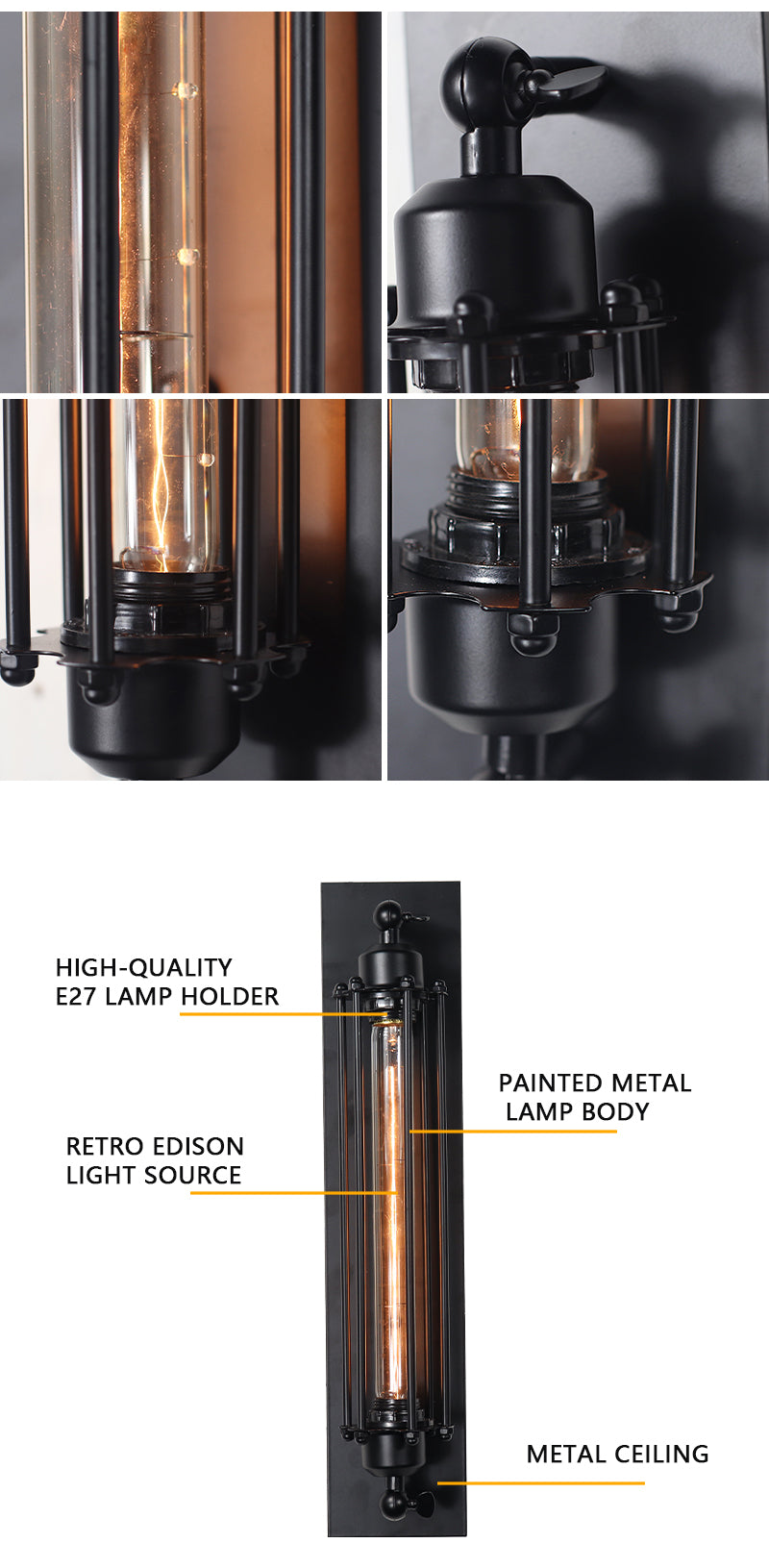 Home Deco Retro Industrial Iron Wall Light