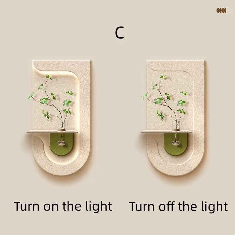 Home Deco Green Plant Wall Light Mural