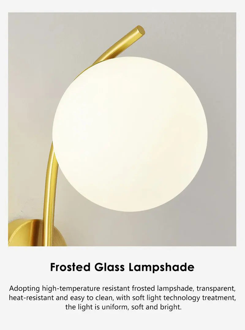 Home Deco Frosted Glass Ball Wall Lamp