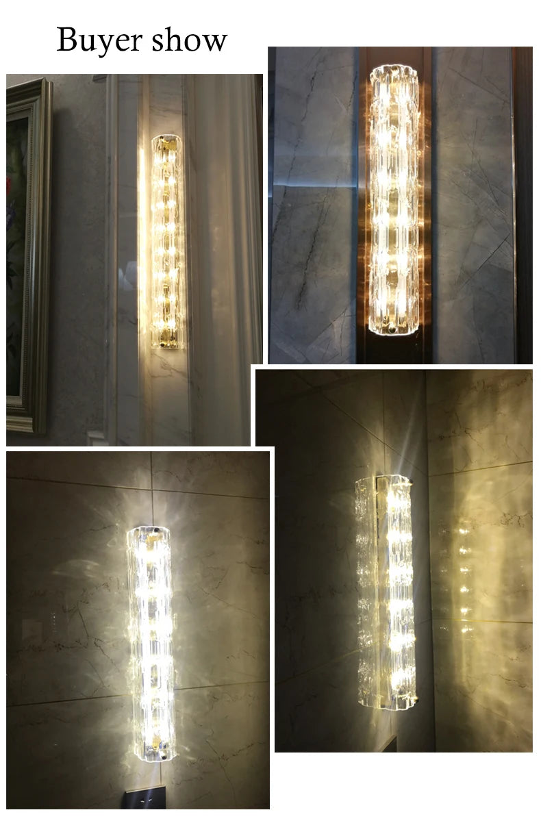 Home Deco Luxury Crystal Copper Wall Lamp