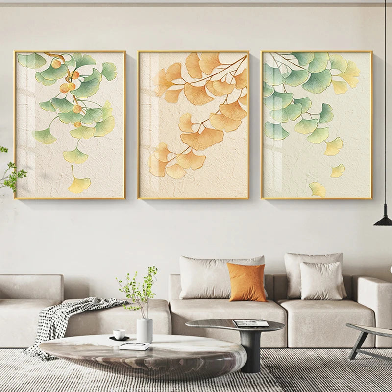 Azalea Green Yellow Ginkgo Leaf Canvas Art Print